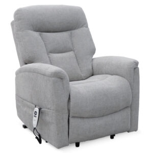Corinthia Riser Recliner with Heat and Massage - Light Grey Chenille Fabric